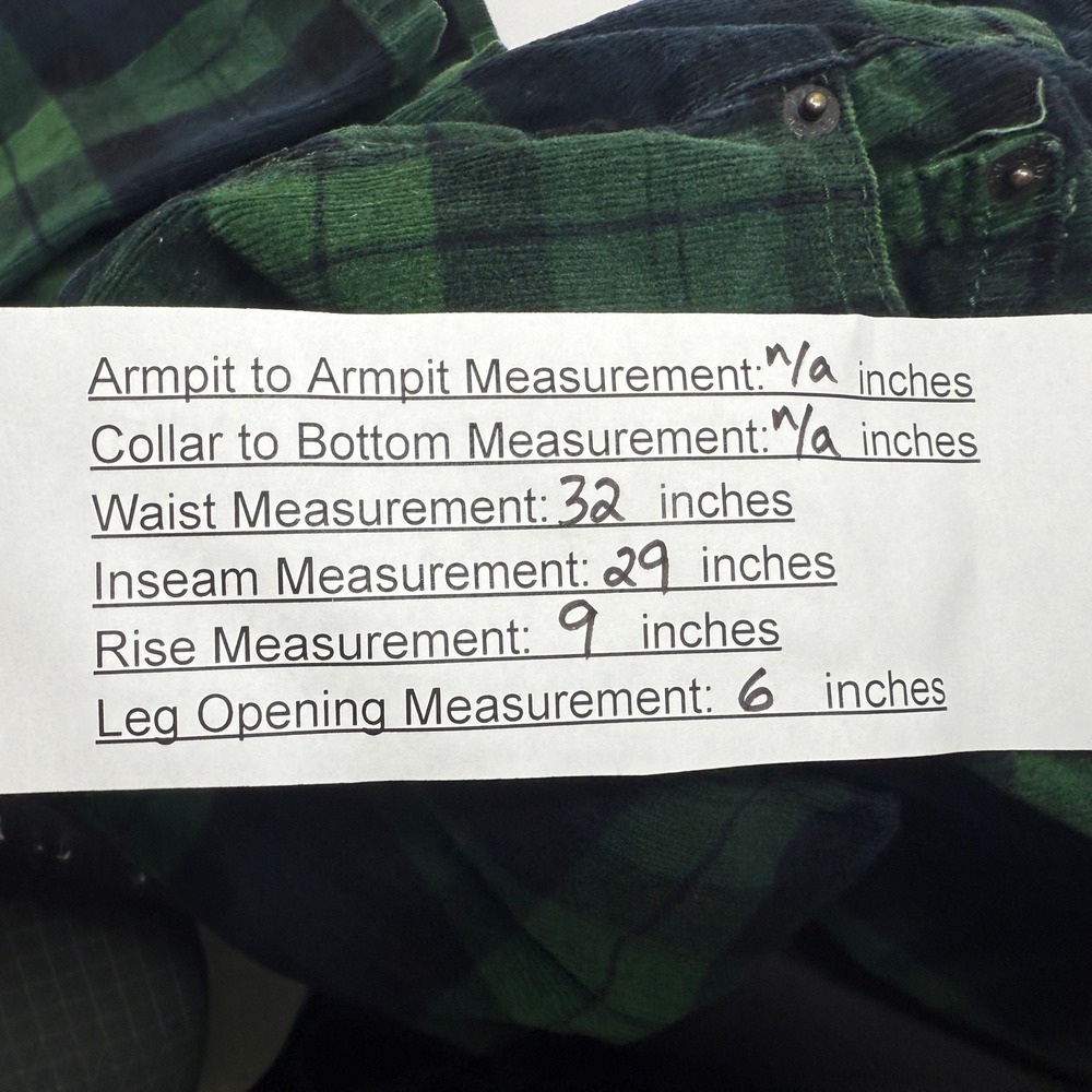 Joe Fresh Women's Plaid Corduroy Velvet Pants Green Blue Size 6 Slim Fit - Picture 6 of 6